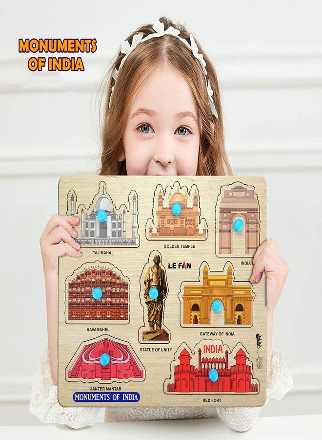 Lefan® Kids Fort Pre Nursery Educational Jigsaw Puzzles for Adults Kids Learning Toys Kit Board Game 3 pcs Set of Animals Alphabets & Monuments of India Educational Toy - Image 2